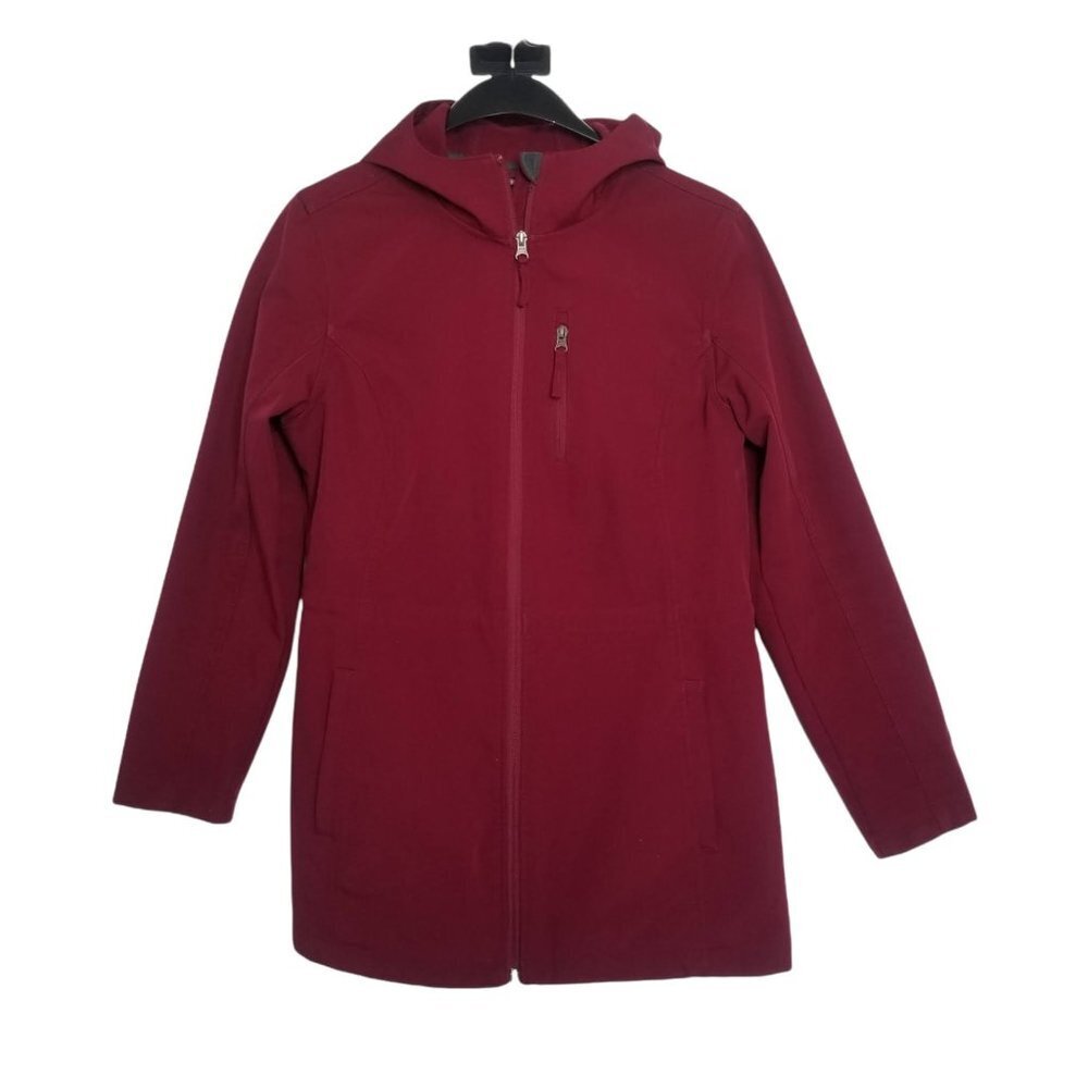 Free Tech Burgundy Lightweight Hooded Zip Front Athletic Jacket Size 12/…